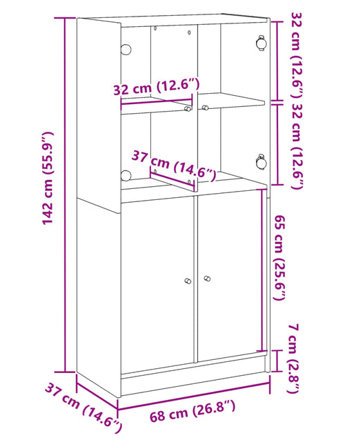 Încărcați imaginea în vizualizatorul Galerie, Dulap înalt cu uși stejar artizanal 68x37x142 cm lemn prelucrat
