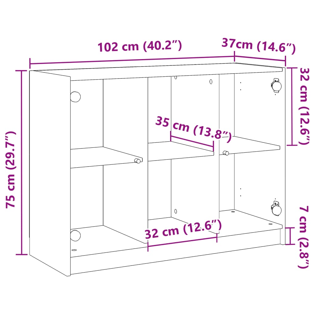 Dulap, stejar artizanal, 102x37x75,5 cm, lemn prelucrat