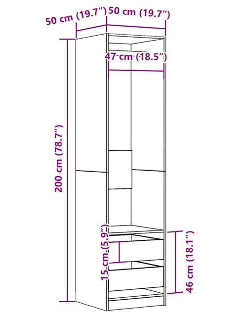 Загрузите изображение в средство просмотра галереи, Șifonier, stejar artizanal, 50x50x200 cm, lemn prelucrat
