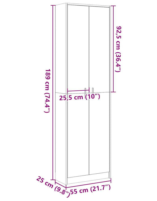 Загрузите изображение в средство просмотра галереи, Șifonier de hol, stejar sonoma, 55 x 25 x 189 cm, PAL
