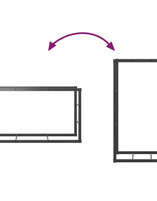 Загрузите изображение в средство просмотра галереи, Rastel pentru lemne de foc, negru,110x30x61 cm, oțel
