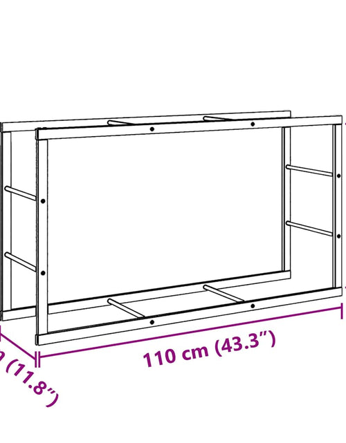 Загрузите изображение в средство просмотра галереи, Rastel pentru lemne de foc, negru,110x30x61 cm, oțel
