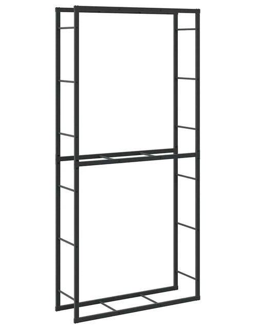 Загрузите изображение в средство просмотра галереи, Rastel pentru lemne de foc, negru, 100x30x209 cm, oțel
