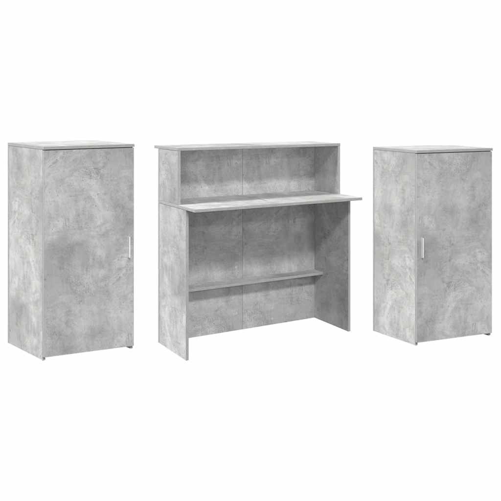 Birou de recepție Gri beton 200x50x103,5 cm Lemn prelucrat