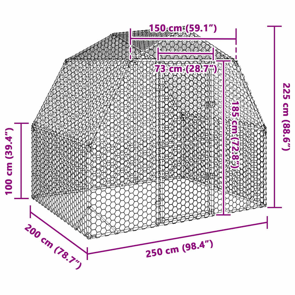 Pui de găină 2,5x2x2,25 m Oțel galvanizat