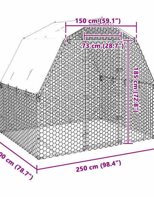 Încărcați imaginea în vizualizatorul Galerie, Pui de găină cu acoperiș 2,5x2x2,25 m oțel galvanizat
