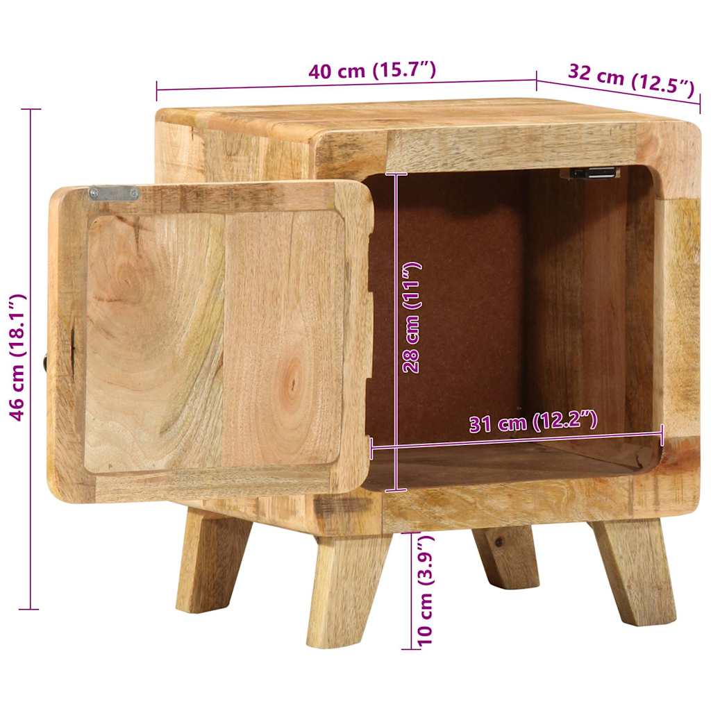 Noptiera 2 buc 40x32x46 cm Lemn masiv Mango brut