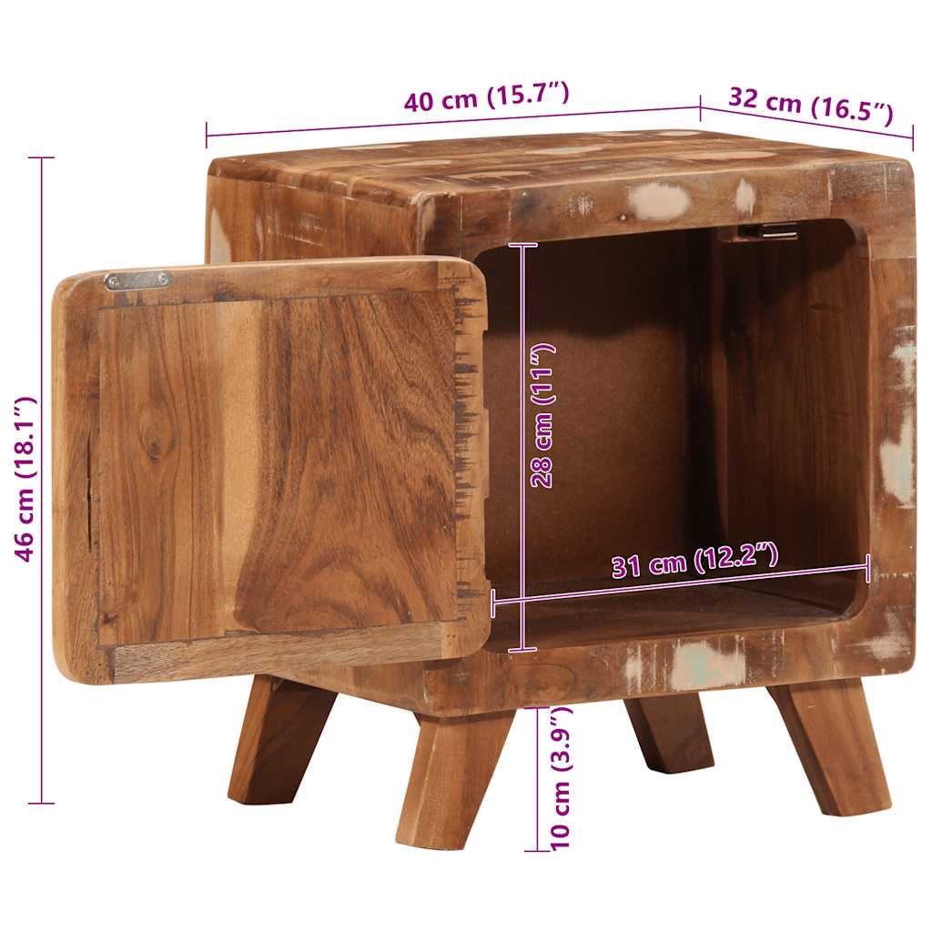 Noptiera 2 buc 40x32x46 cm lemn masiv recuperat