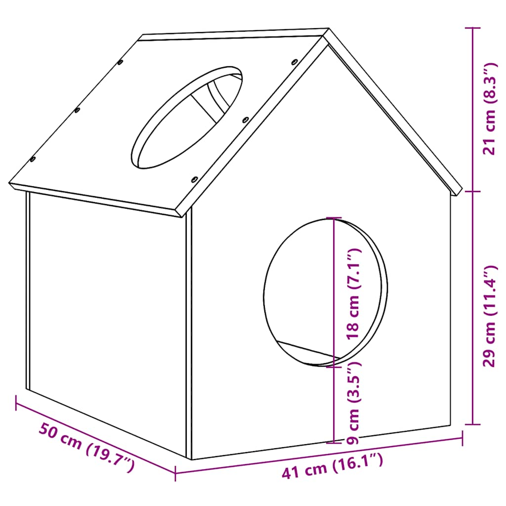 Casă pentru pisici albă 41x50x50 cm lemn masiv de pin