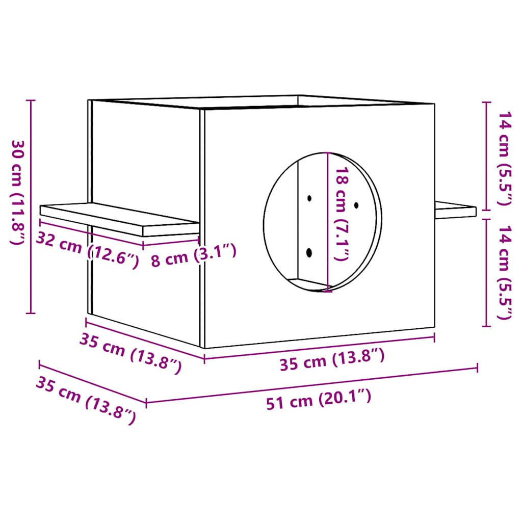 Casă pentru pisici 51x35x30 cm din lemn masiv de pin