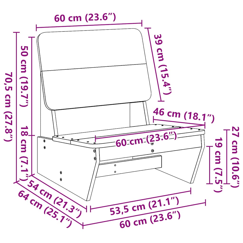 Scaune de grădină 2 buc 60x64x70,5 cm Lemn impregnat de pin