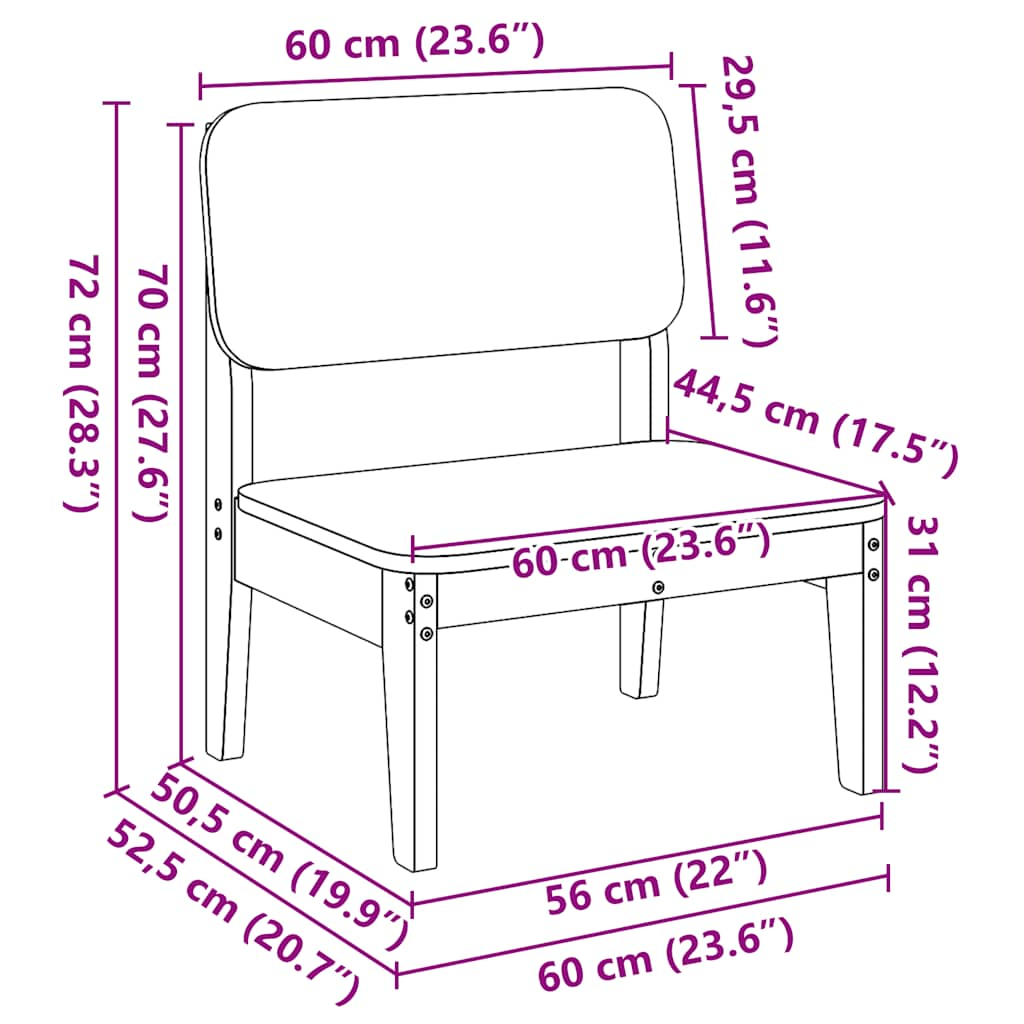 Scaune grădină 2 buc maro ceară 60x52,5x72 cm lemn masiv de pin