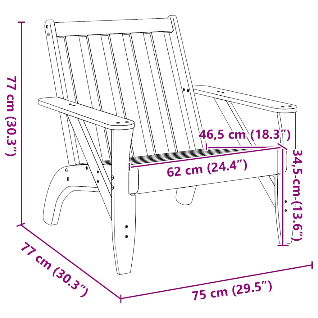 Scaun Adirondack de grădină 75x77x77 cm Lemn impregnat de pin