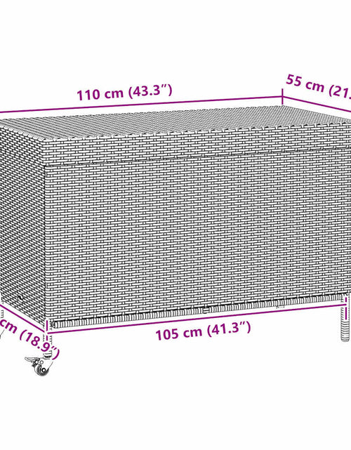 Încărcați imaginea în vizualizatorul Galerie, Cutie de depozitare de grădină cu roți mixt bej poli ratan
