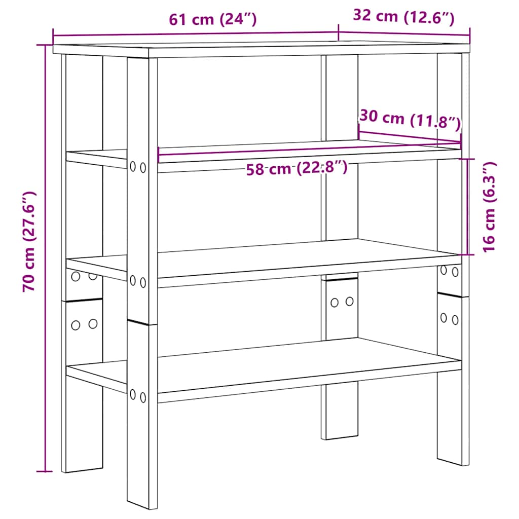 Suport pentru încălțăminte alb 61x32x70 cm lemn prelucrat