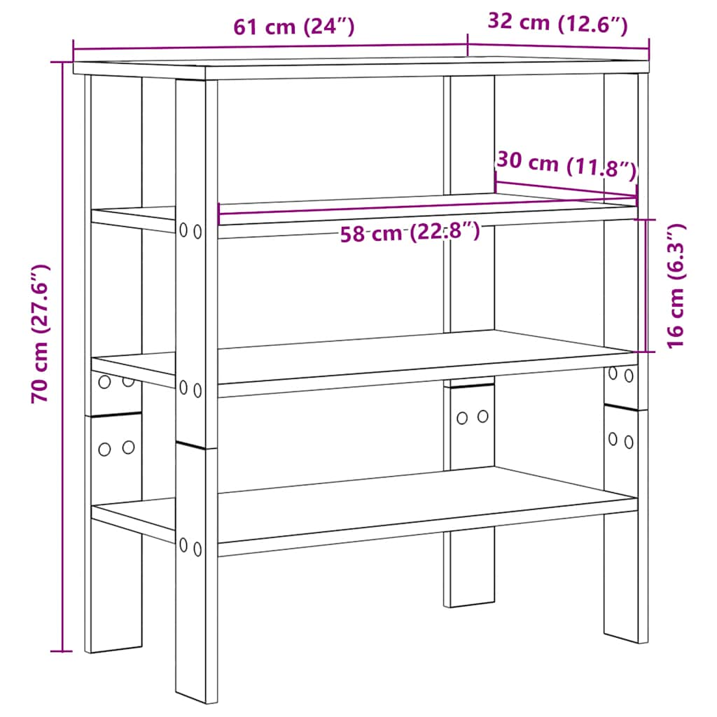 Suport de pantofi, stejar sonoma, 61x32x70 cm, lemn prelucrat