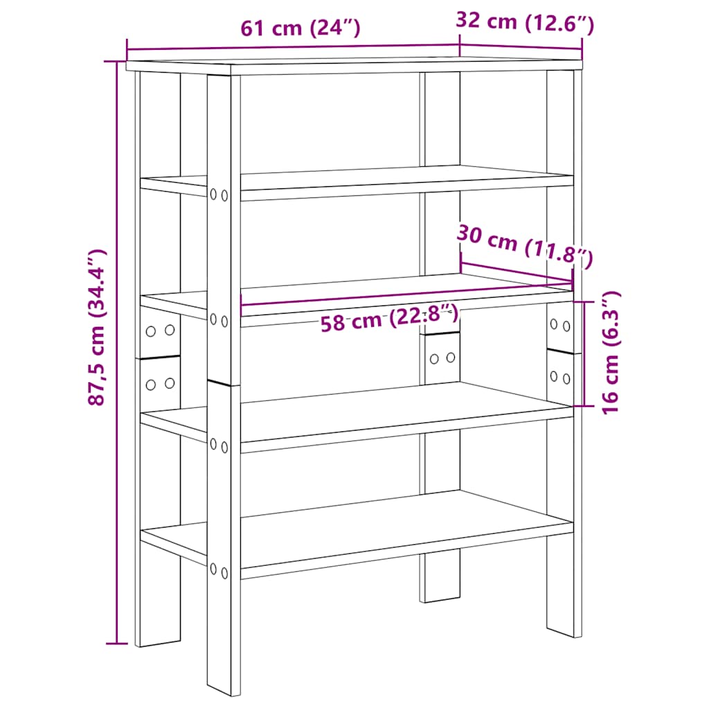 Suport pentru încălțăminte alb 61x32x87,5 cm lemn prelucrat