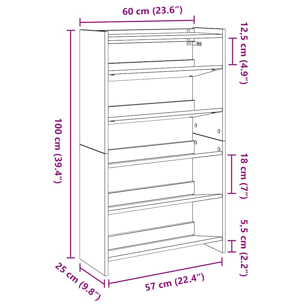 Pantofar, alb, 60x25x100 cm, lemn prelucrat