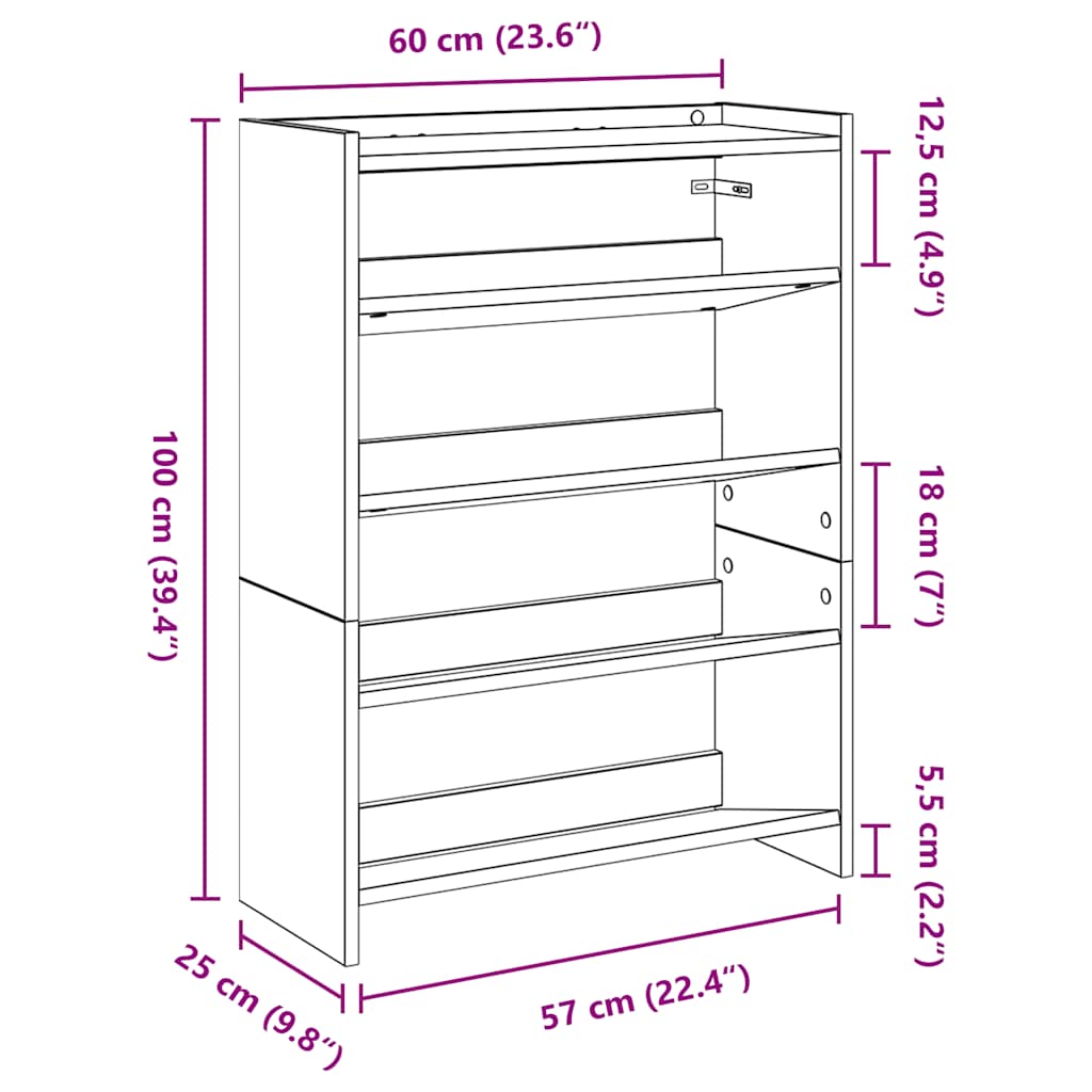 Pantofar, alb, 80x25x61,5 cm, lemn prelucrat