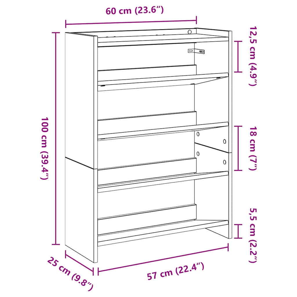 Pantofar, stejar sonoma, 80x25x61,5 cm, lemn prelucrat