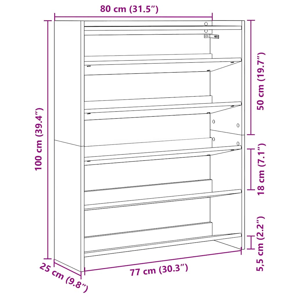 Pantofar, negru, 80x25x100 cm, lemn prelucrat