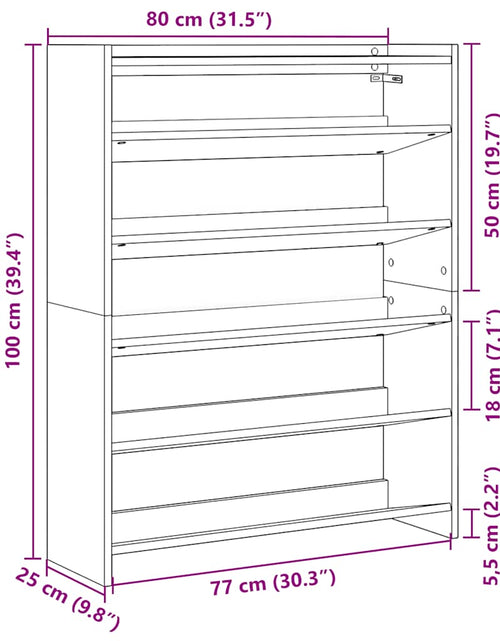 Încărcați imaginea în vizualizatorul Galerie, Pantofar, stejar sonoma, 80x25x100 cm, lemn prelucrat
