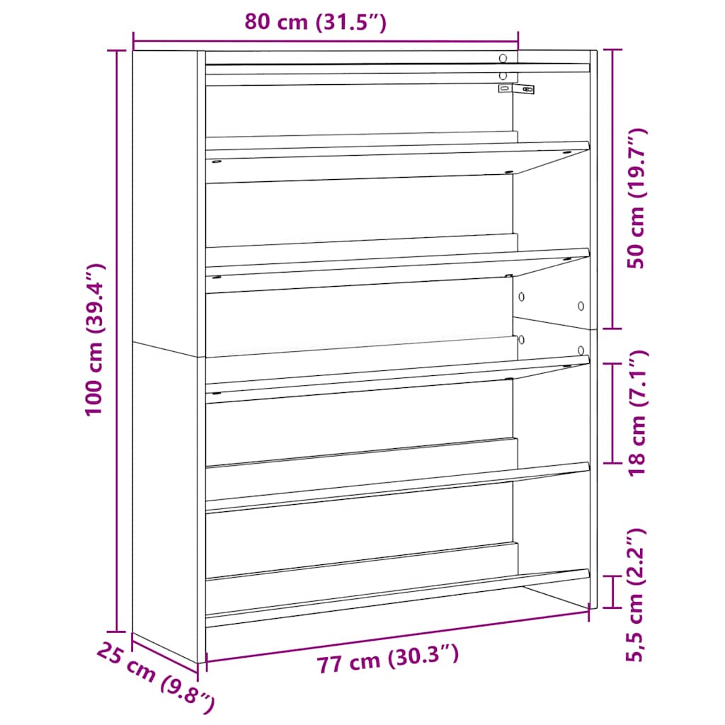 Pantofar, stejar artizanal, 80x25x100 cm lemn prelucrat