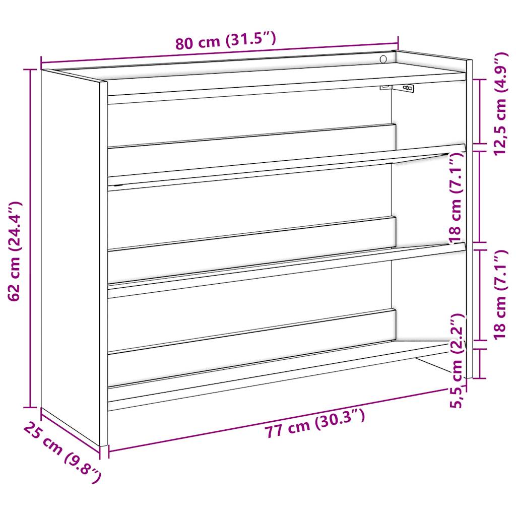 Pantofar, alb, 80x25x61,5 cm, lemn prelucrat