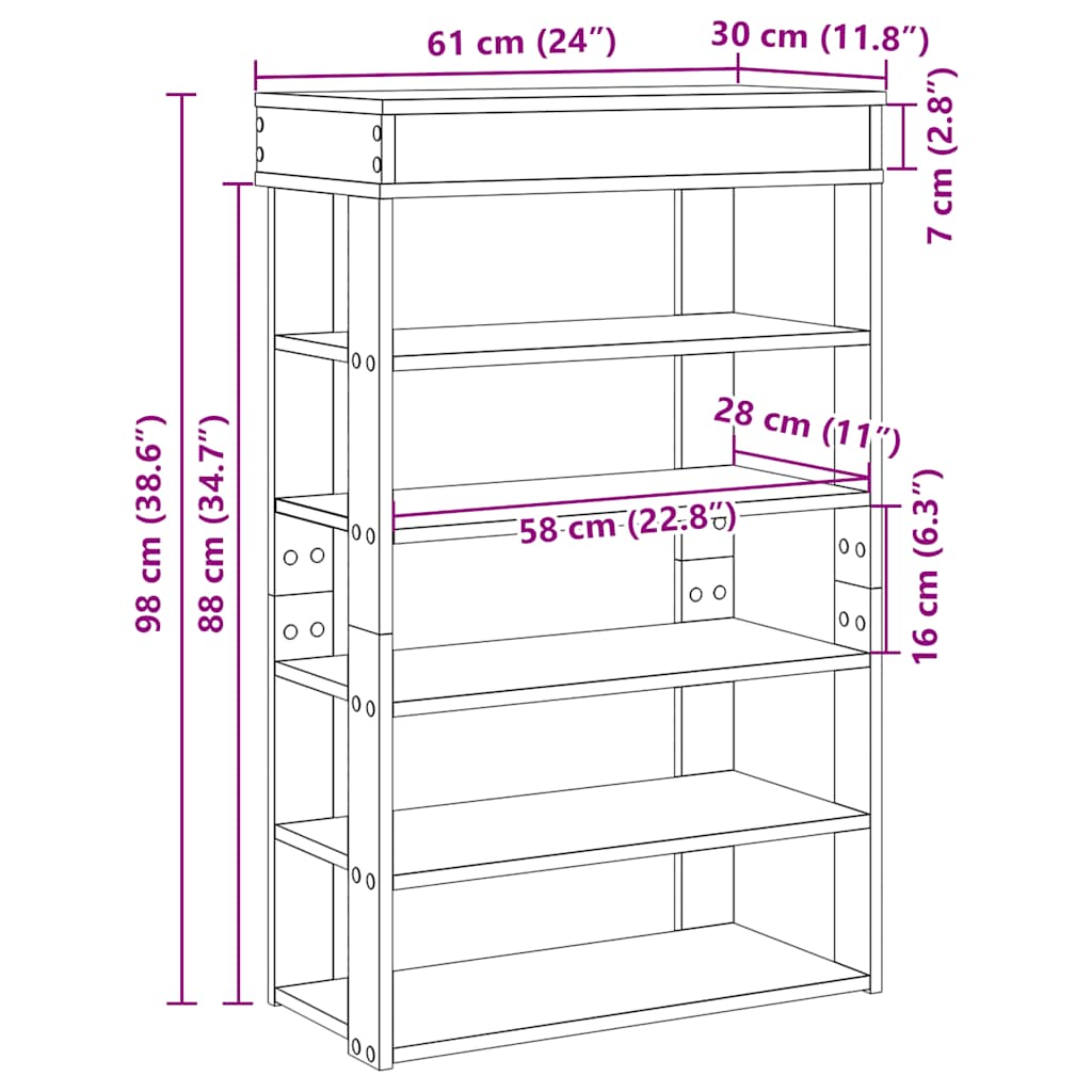 Pantofar, alb, 60x30x98 cm, lemn prelucrat