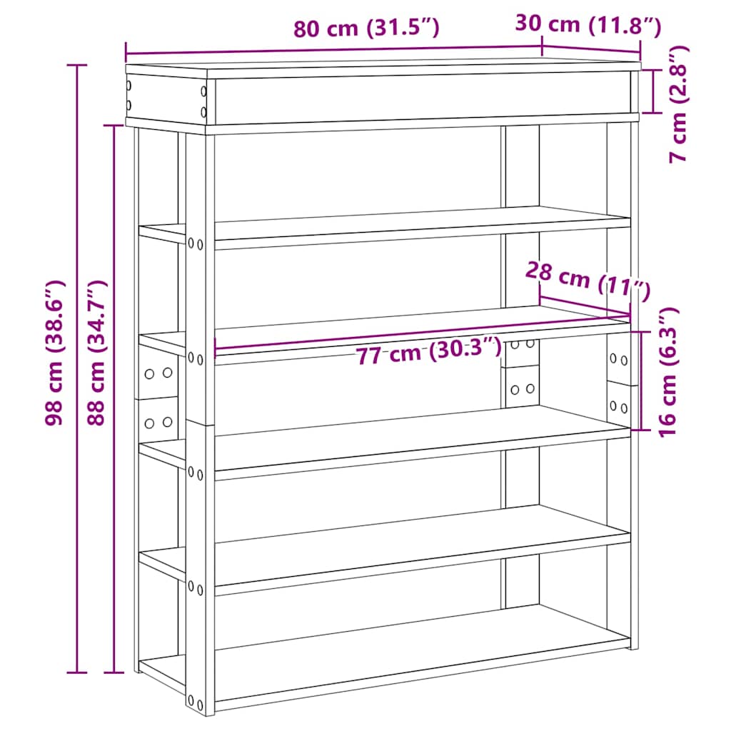 Pantofar, alb, 80x30x98 cm, lemn prelucrat