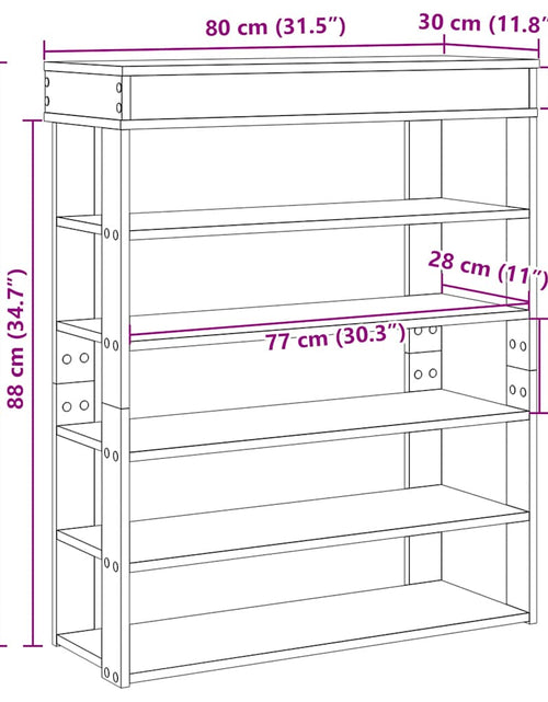 Încărcați imaginea în vizualizatorul Galerie, Suport de pantofi, stejar sonoma, 80x30x98 cm, lemn prelucrat

