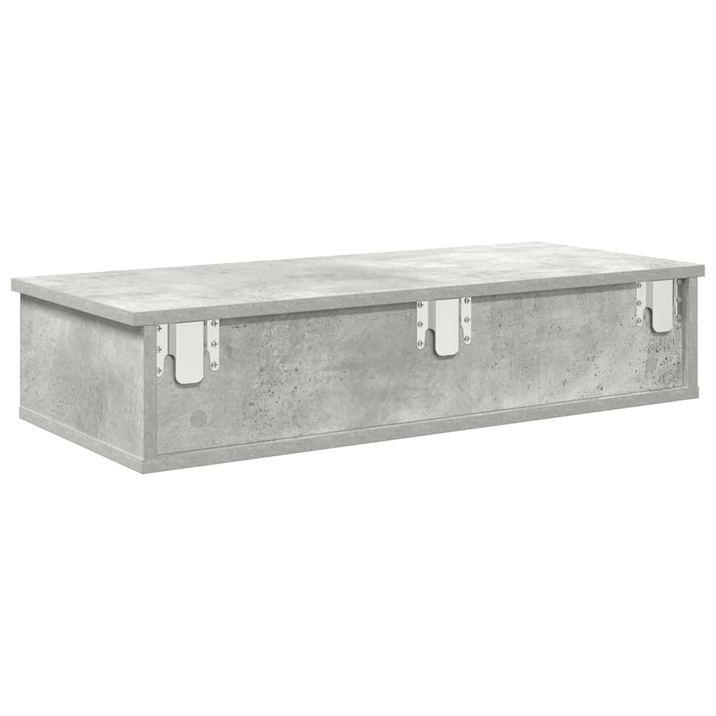 Raft de perete cu sertare Gri beton 80x31x17 cm Lemn prelucrat