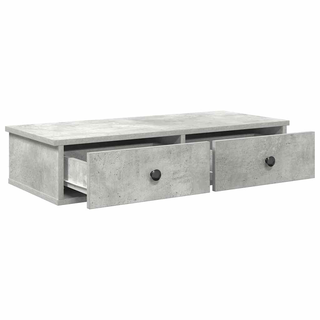 Raft de perete cu sertare Gri beton 80x31x17 cm Lemn prelucrat