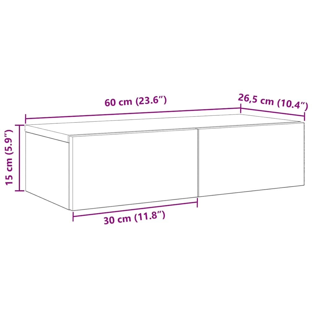 Raft perete cu sertare Gri Sonoma 60x26,5x15cm Lemn prelucrat