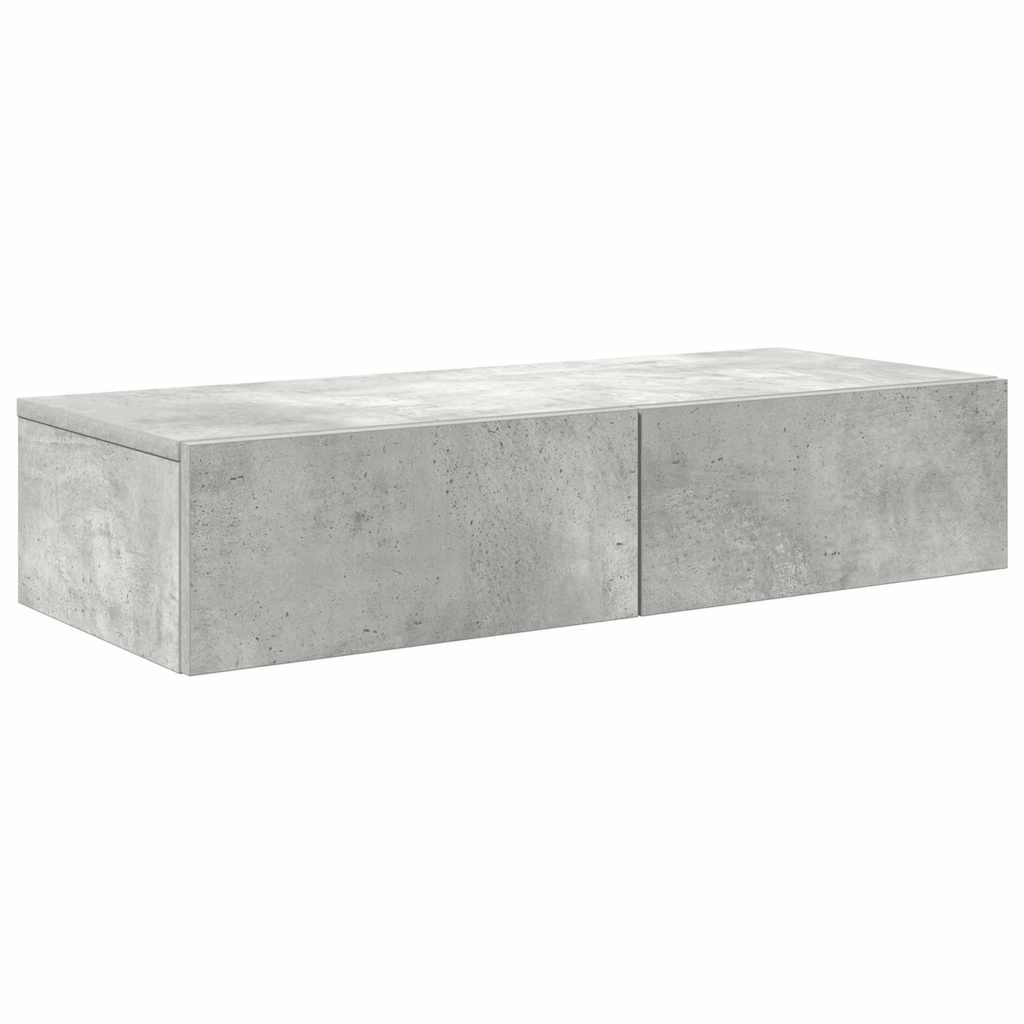 Raft de perete cu sertare Gri beton 80x33x17 cm Lemn prelucrat