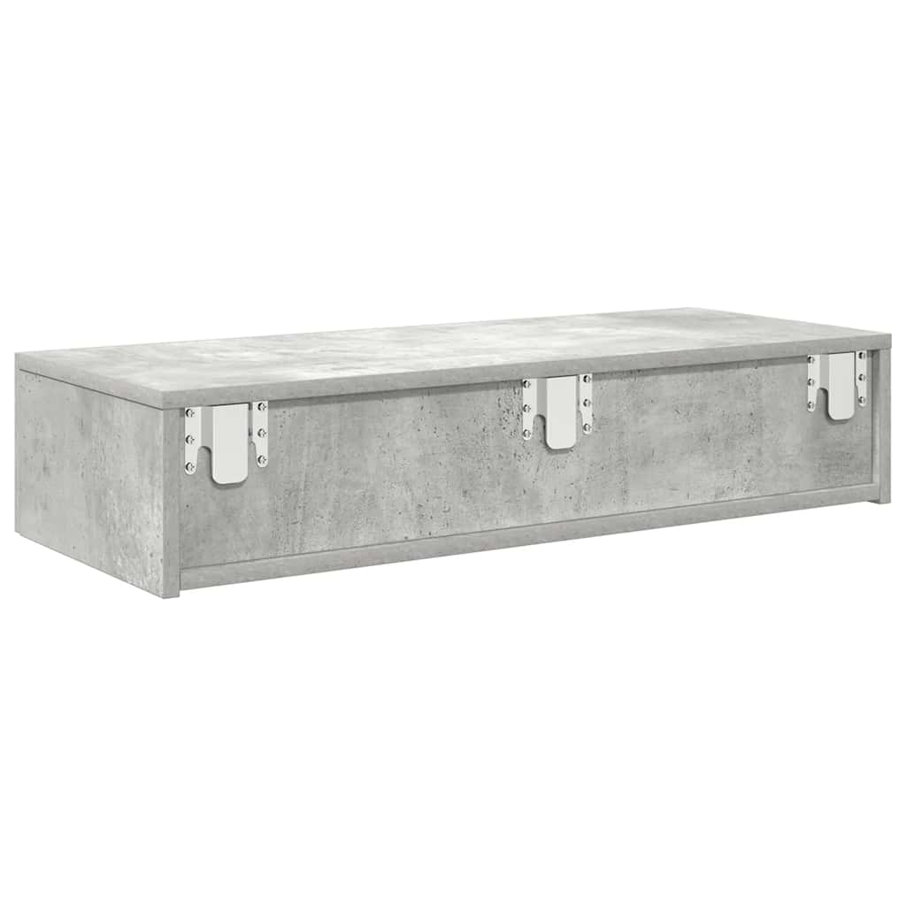 Raft de perete cu sertare Gri beton 80x33x17 cm Lemn prelucrat