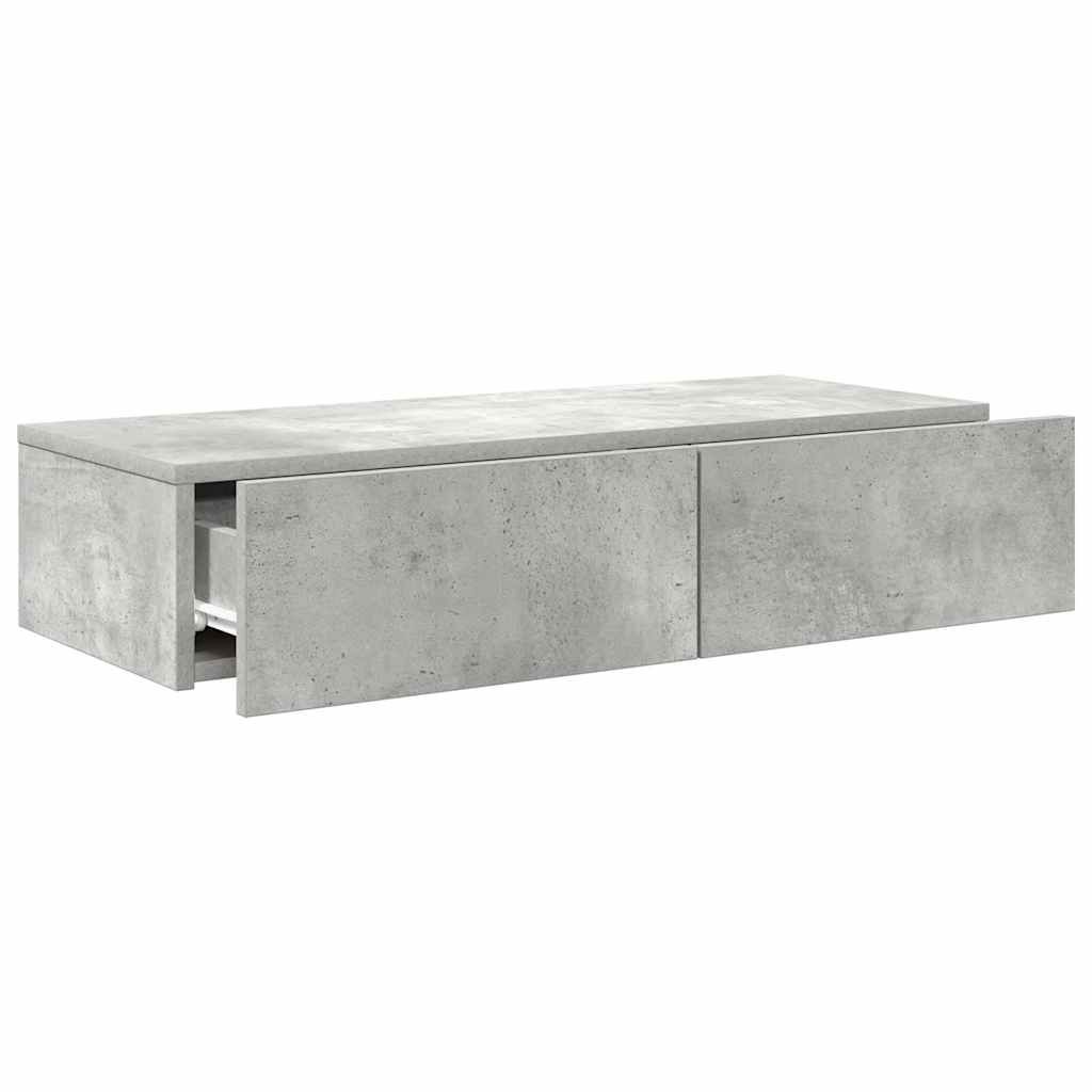 Raft de perete cu sertare Gri beton 80x33x17 cm Lemn prelucrat