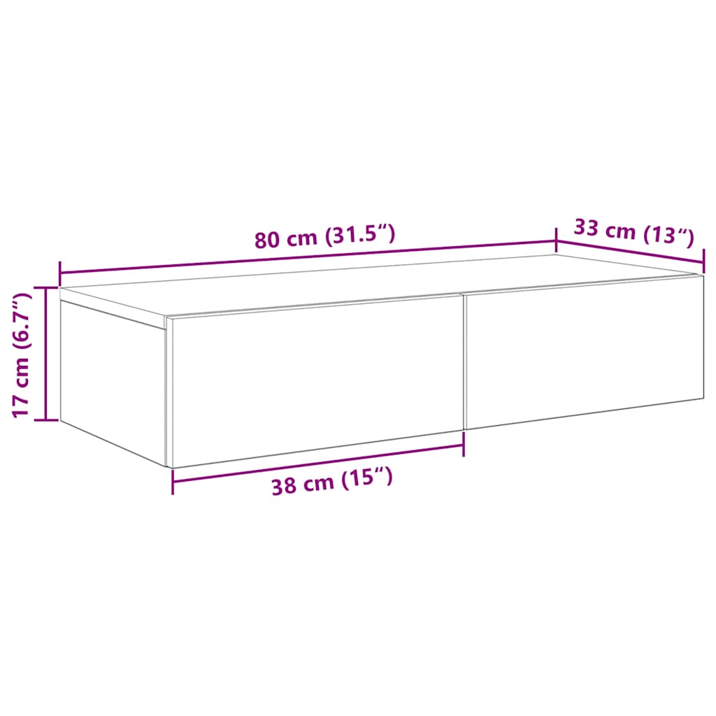 Raft de perete cu sertare Gri beton 80x33x17 cm Lemn prelucrat