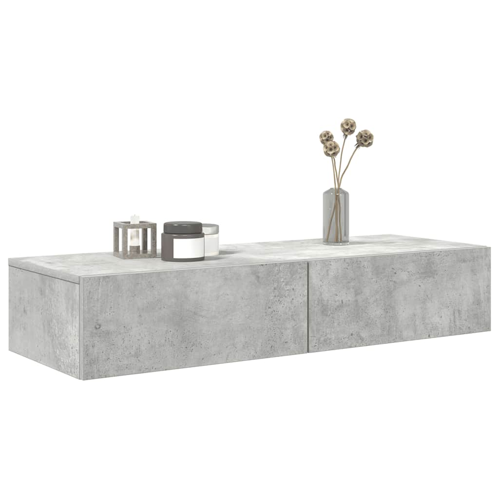 Raft de perete cu sertare Gri beton 100x36x19 cm Lemn prelucrat