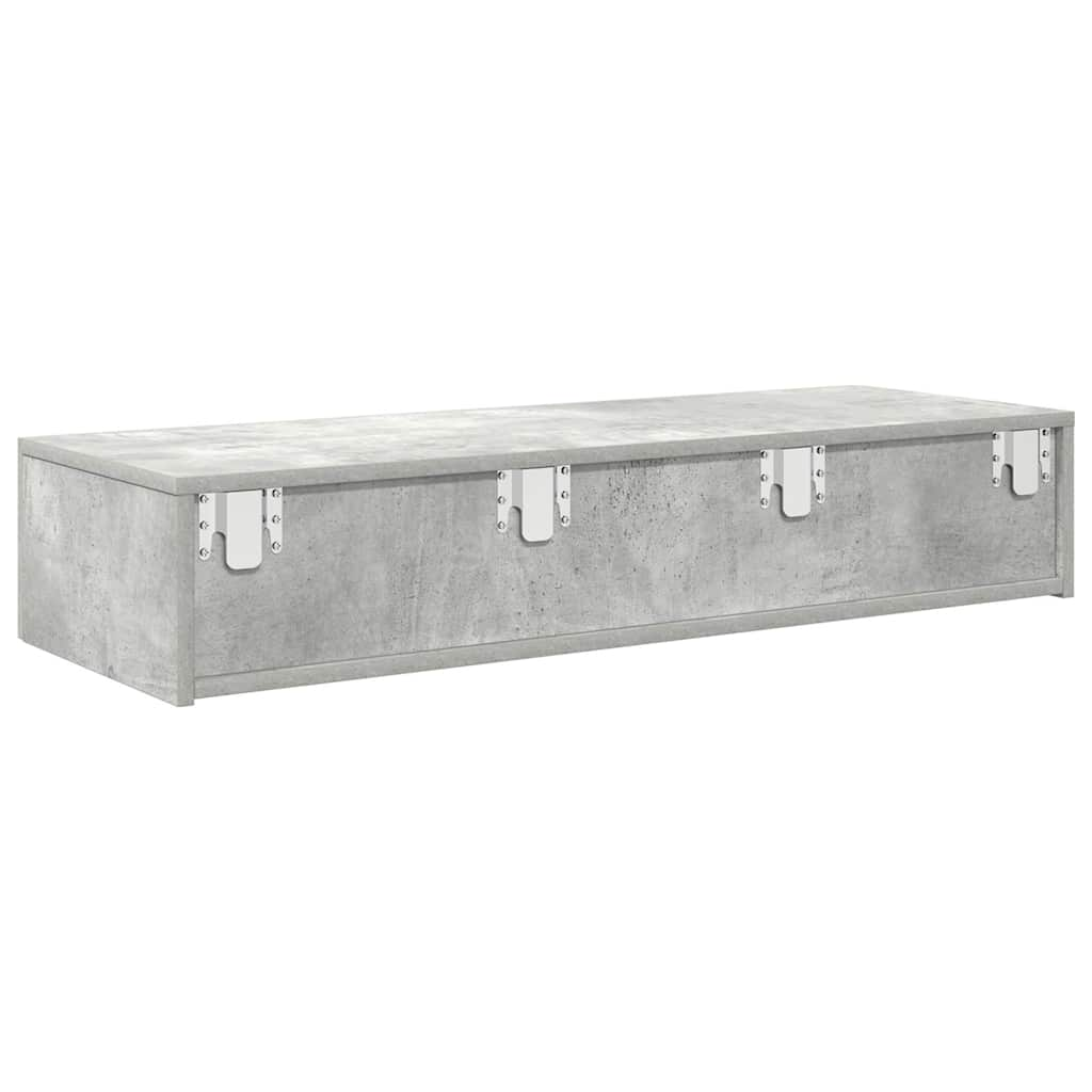 Raft de perete cu sertare Gri beton 100x36x19 cm Lemn prelucrat