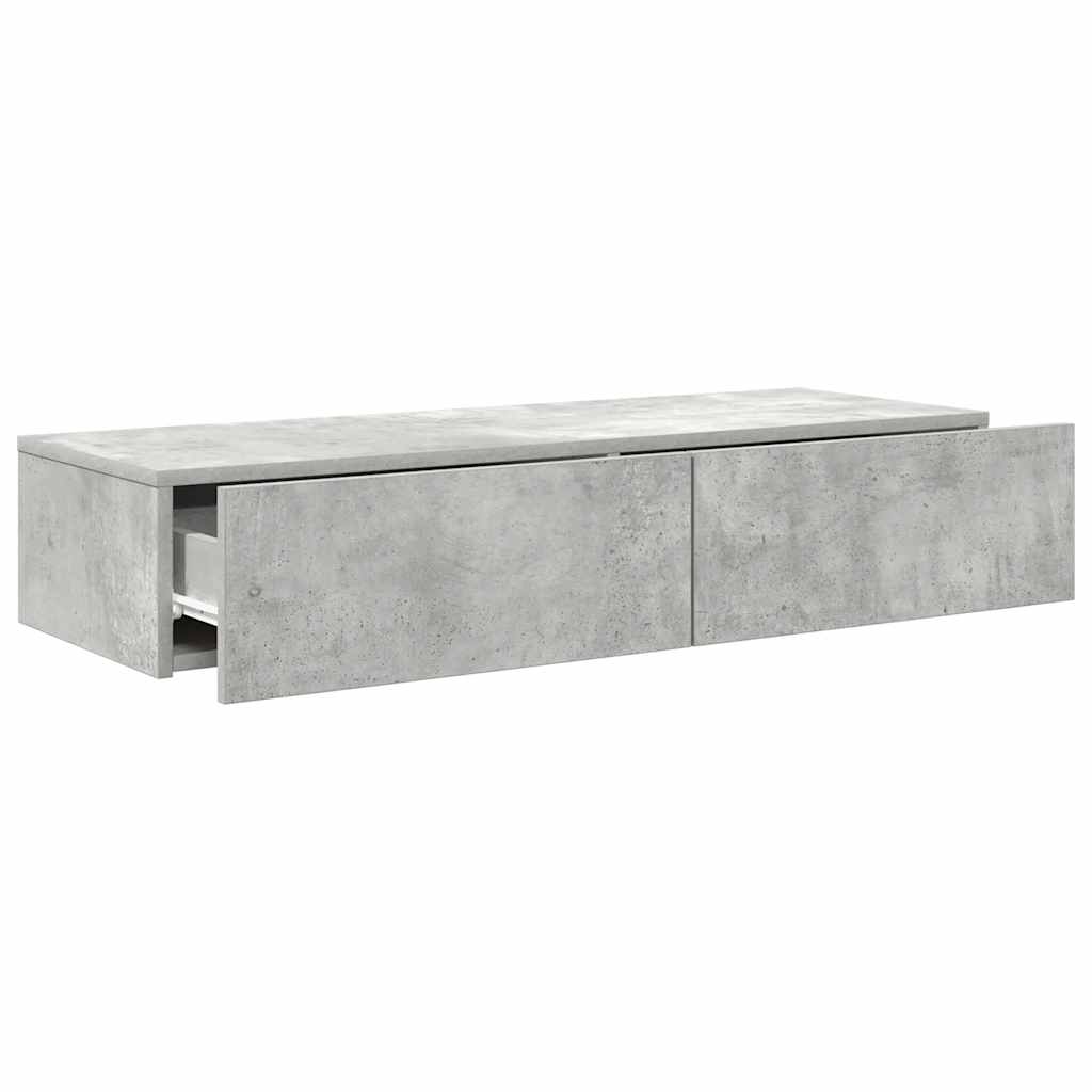 Raft de perete cu sertare Gri beton 100x36x19 cm Lemn prelucrat