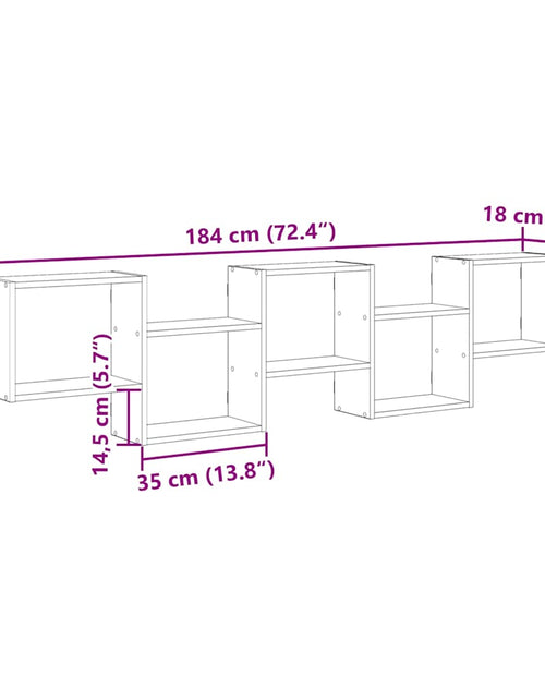 Încărcați imaginea în vizualizatorul Galerie, Raft cubic de perete cu 5 compartimente negru lemn prelucrat
