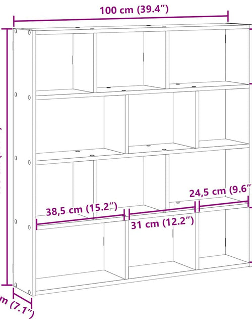 Încărcați imaginea în vizualizatorul Galerie, Raft cubic perete 12 compartimente stejar sonoma lemn prelucrat
