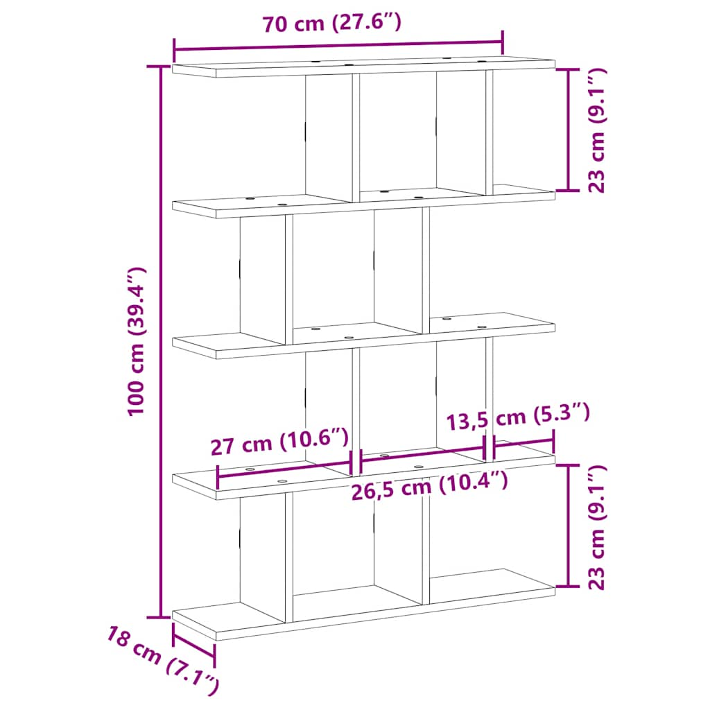 Raft cubic de perete cu 12 compartimente alb lemn prelucrat