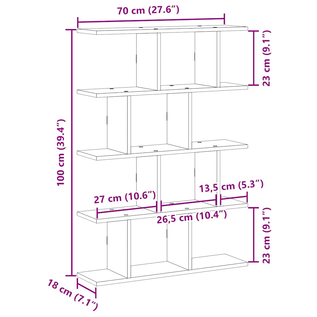 Raft cubic de perete cu 12 compartimente negru lemn prelucrat