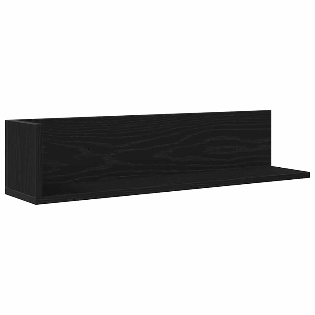 Rafturi de perete 2 buc. negru, 75x16,5x16,5 cm, lemn prelucrat