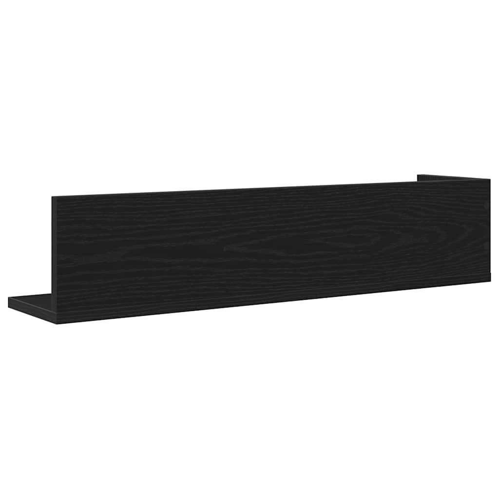 Rafturi de perete 2 buc. negru, 75x16,5x16,5 cm, lemn prelucrat