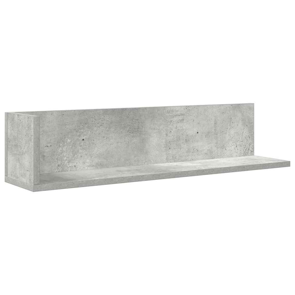 Rafturi perete 2 buc. gri beton 75x16,5x16,5 cm lemn prelucrat