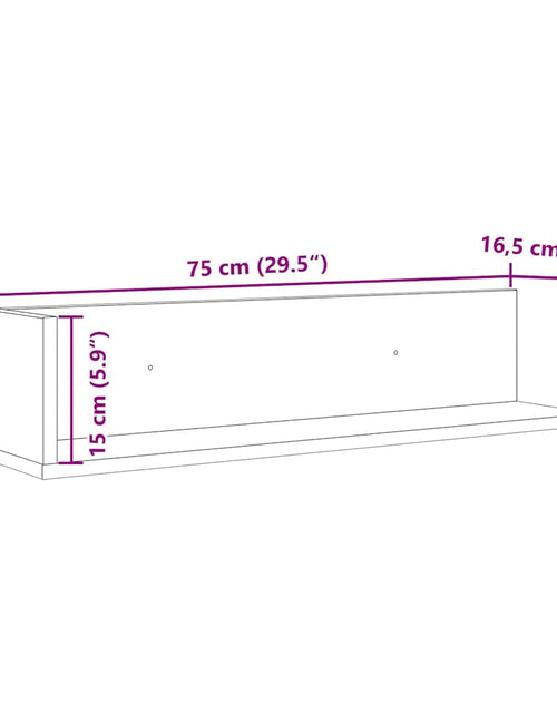 Загрузите изображение в средство просмотра галереи, Rafturi perete 2 buc. gri beton 75x16,5x16,5 cm lemn prelucrat
