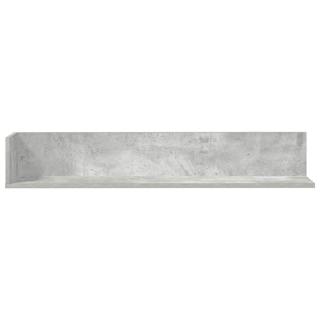 Rafturi perete 2 buc. gri beton 100x16,5x16,5 cm lemn prelucrat